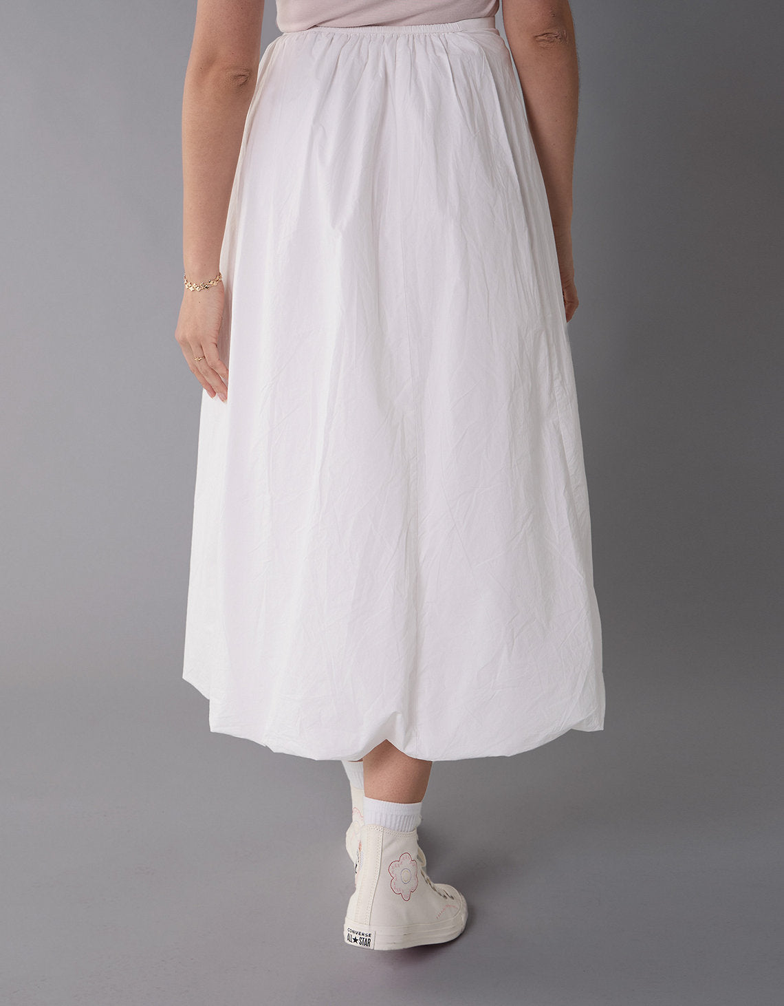 Falda Maxi de Tiro Alto con efecto Globo para Mujer - Blanco 0313_5116_100_ob