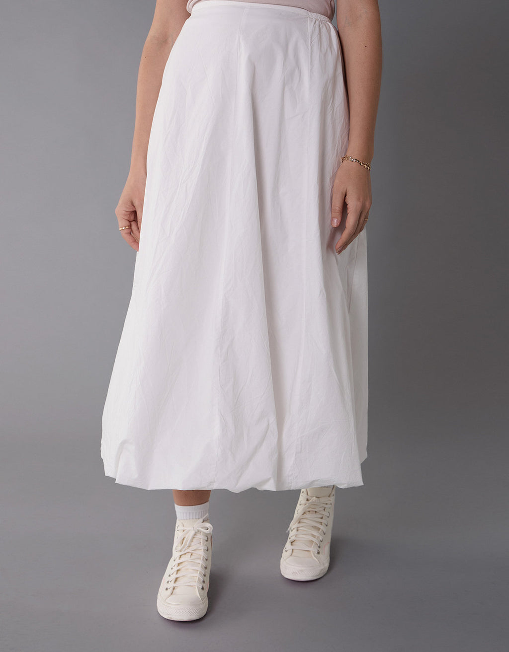 Falda Maxi de Tiro Alto con efecto Globo para Mujer - Blanco 0313_5116_100_of