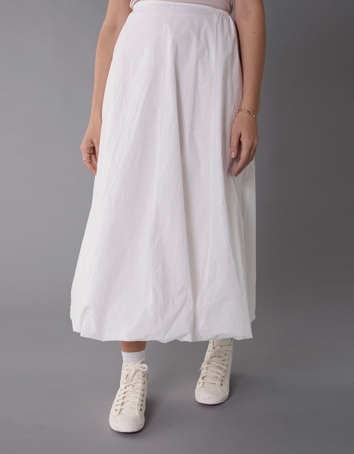Falda Maxi de Tiro Alto con efecto Globo para Mujer - Blanco 0313_5116_100_of