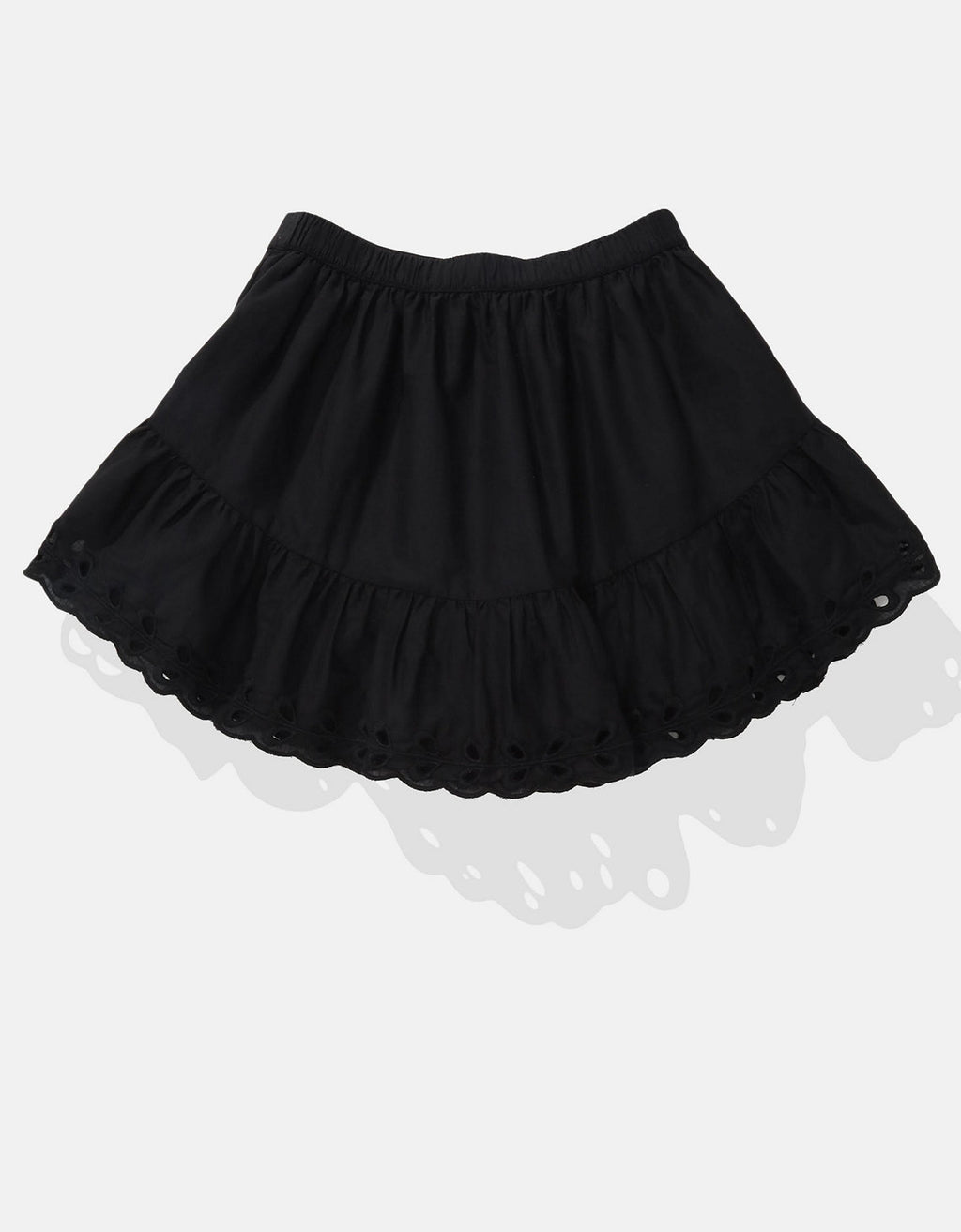 Falda mini de tiro alto bordada con ojales - Negro 0313_5165_001_b