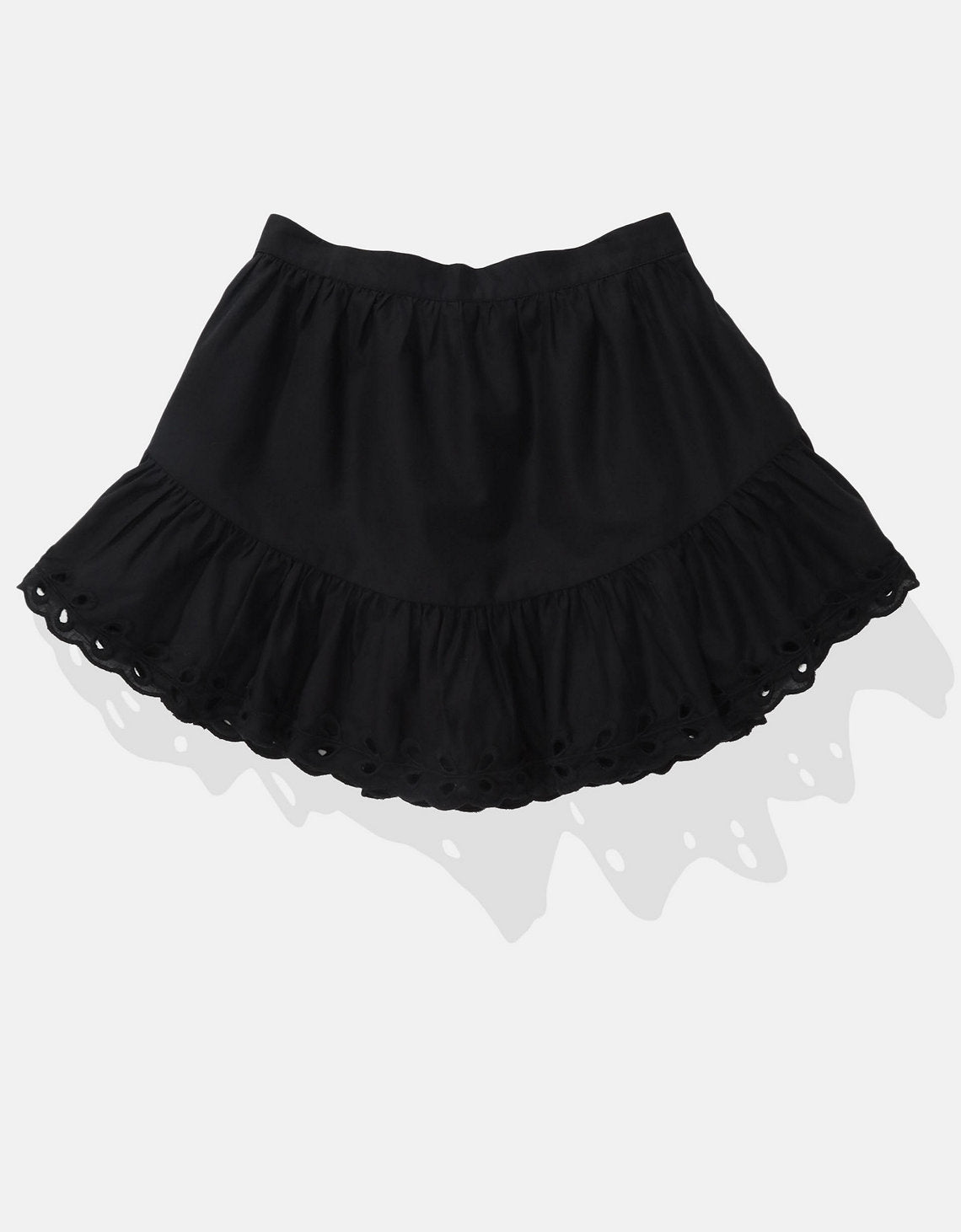 Falda mini de tiro alto bordada con ojales - Negro 0313_5165_001_f