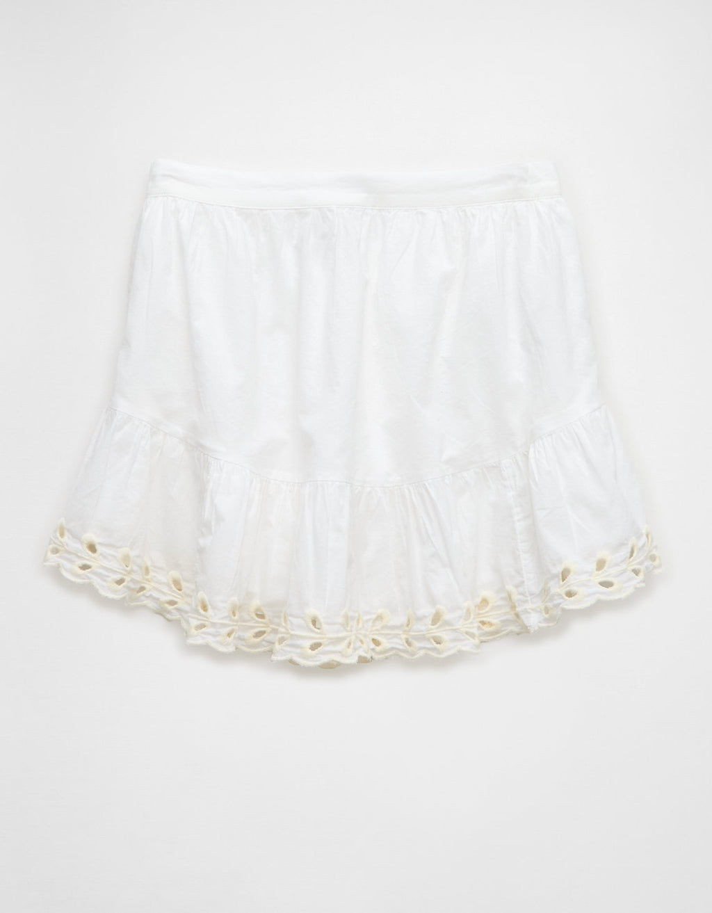 Falda mini de tiro alto bordada con ojales - Blanco 0313_5165_100_f