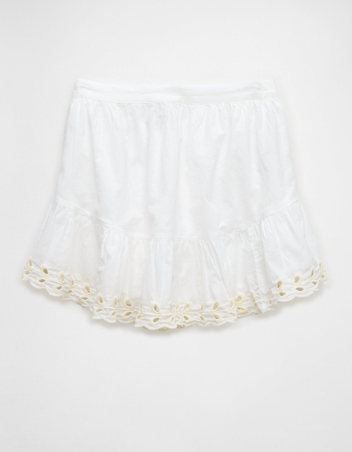 Falda mini de tiro alto bordada con ojales - Blanco 0313_5165_100_f
