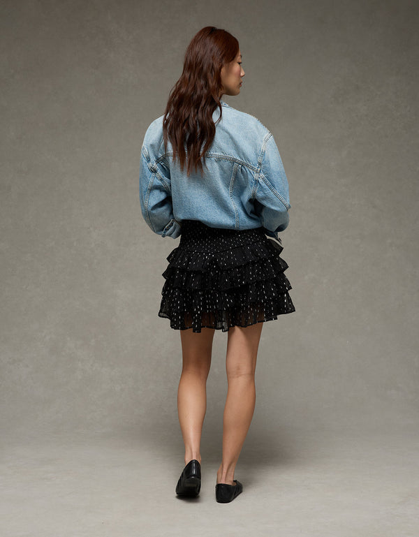 Falda pantalón mini con volante de Ae - Negro