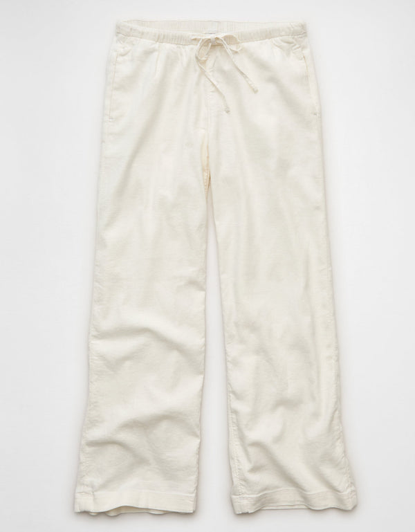 Pantalón ajustable de lino mezclado de talle bajo Ae Stretch - Blanco
