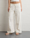 Pantalón ajustable de lino mezclado de talle bajo Ae Stretch - Blanco 0316_5696_100_of