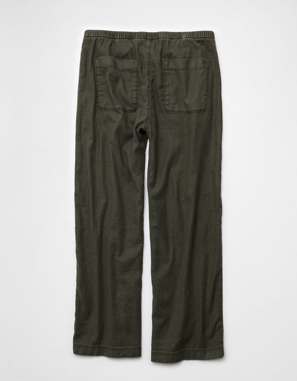 Pantalón ajustable de lino mezclado de talle bajo Ae Stretch - Verde