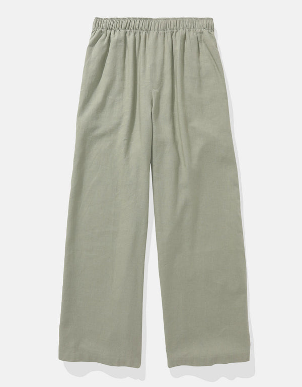 Pantalón en Mezcla de Lino con Pretina Elástica para Mujer - Generico