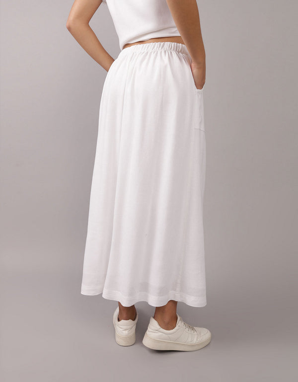 Falda AE larga con botones para mujer - Blanco