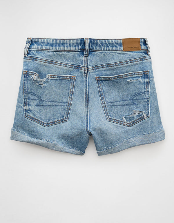 Short Mom en Denim con Rotos para Mujer - Azul