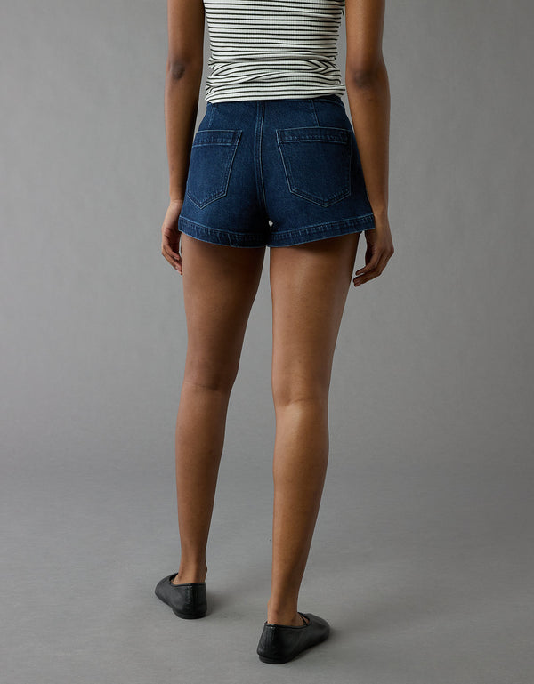 Short de mamá de mezclilla elástica Ae - Azul
