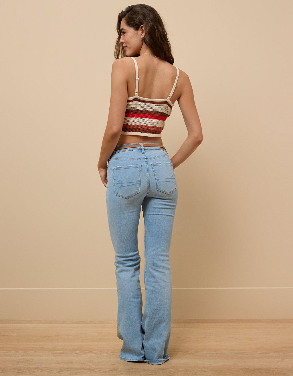 Blusa AE tejida sin mangas de rayas para mujer - Café 0341_1280_200_os