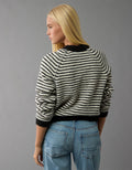 Suéter cuello redondo Manga Larga de rayas Mujer AE - Negro 0341_1324_001_ob
