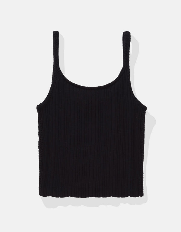 Top corto de crochet ae - Negro