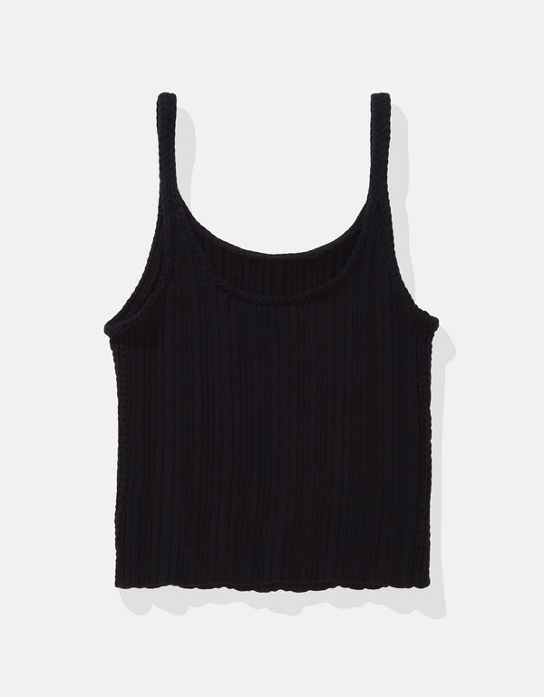 Top corto de crochet ae - Negro