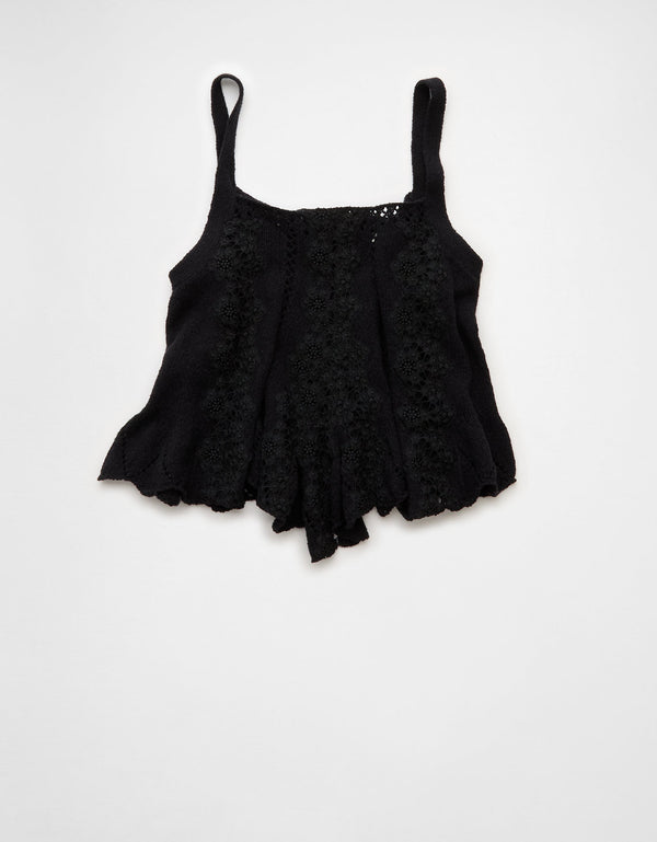 Tank Top con Encaje Ae - Negro