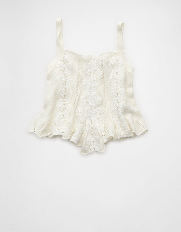 Tank Top con Encaje Ae - Blanco