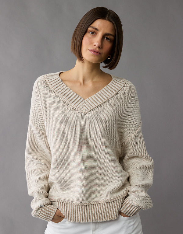 Suéter Manga Larga Mujer AE - Beige