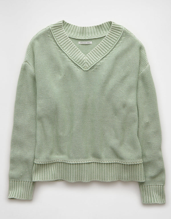 Buzo Tejido cuello en V cómodo para Mujer - Verde