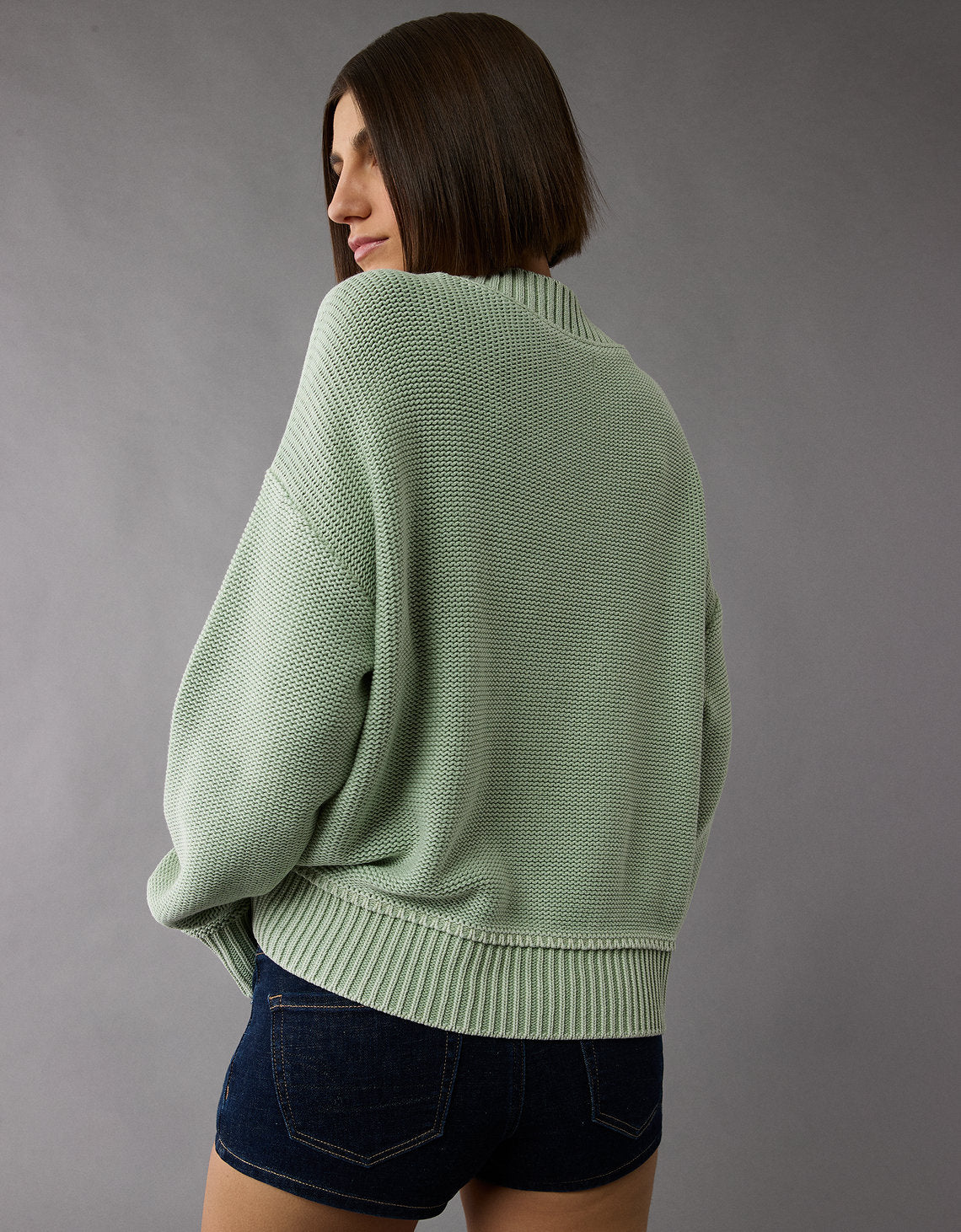Buzo Tejido cuello en V cómodo para Mujer - Verde 0344_1447_300_ob