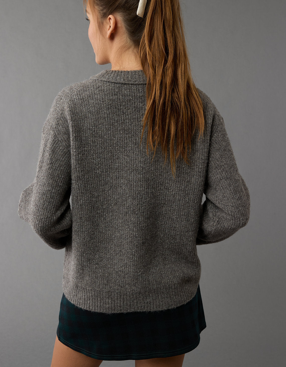 Suéter cuello redondo Manga Larga Mujer AE - Gris 0348_1370_020_ob