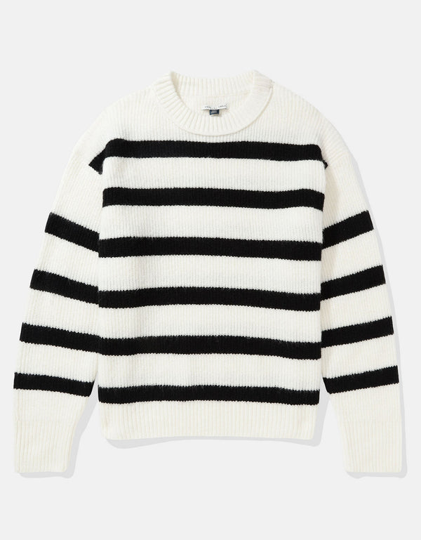 Suéter cuello redondo Manga Larga de rayas Mujer AE - Negro