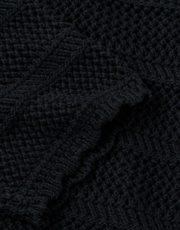 Suéter Cropped de Crochet Ae - Negro
