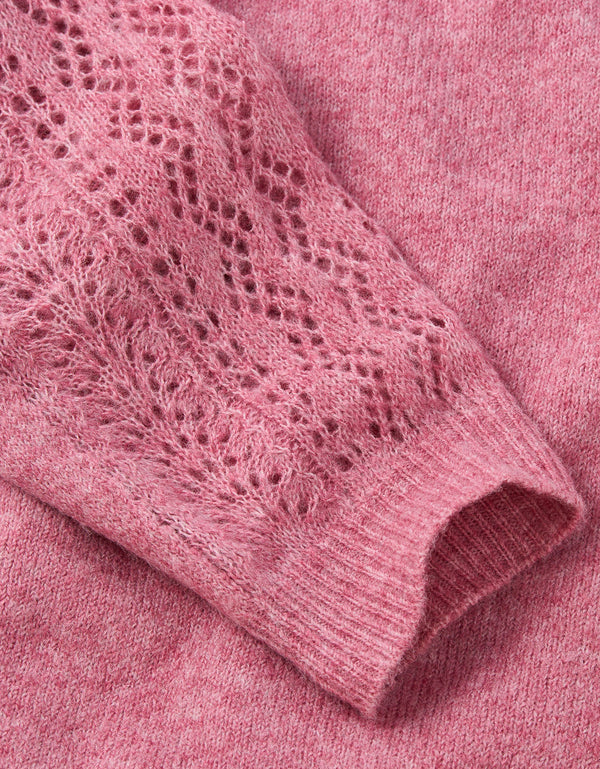 Suéter con Encaje cuello redondo Whoa Ae - Rosa