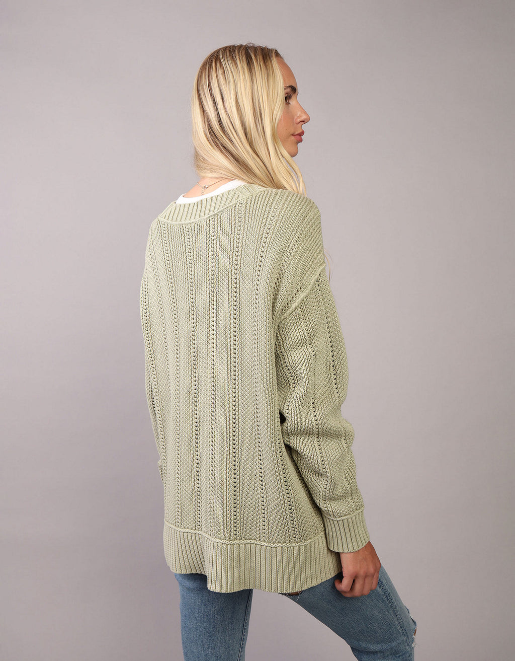 Suéter Oversized de Cuello Redondo Ae - Verde 0348_1652_365_ob