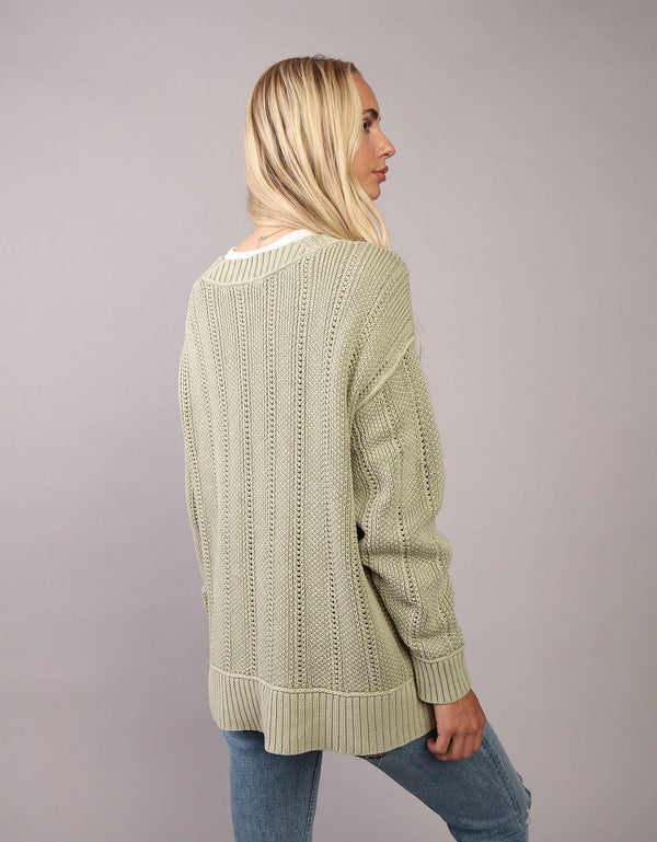 Suéter Oversized de Cuello Redondo Ae - Verde