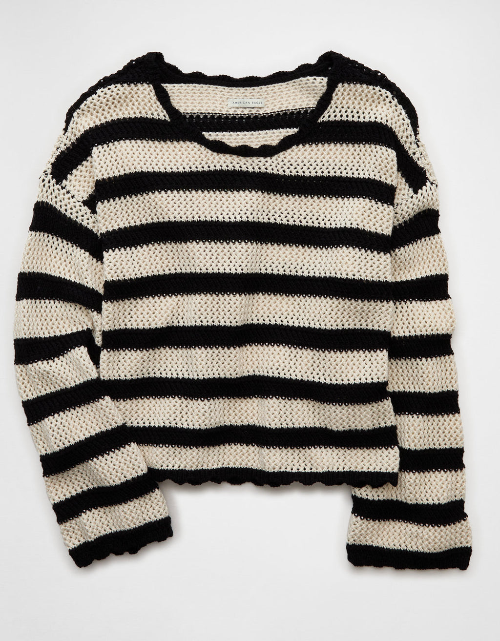 Suéter Cropped de Crochet Ae - Negro 0348_1653_032_f