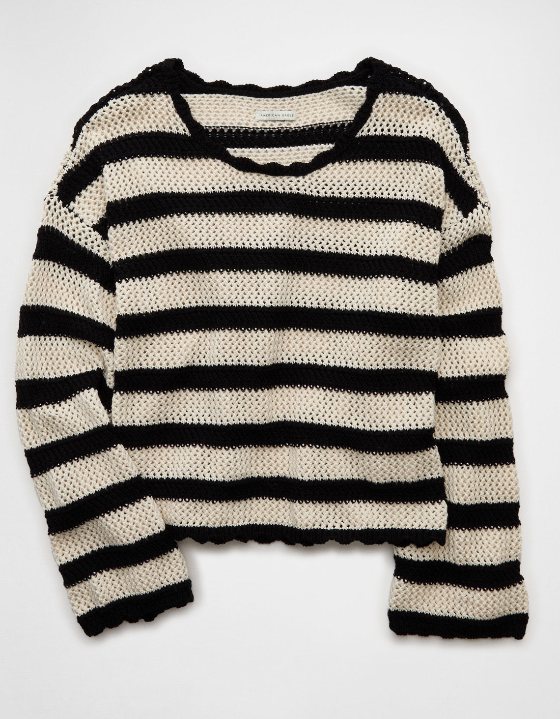Suéter Cropped de Crochet Ae - Negro 0348_1653_032_f