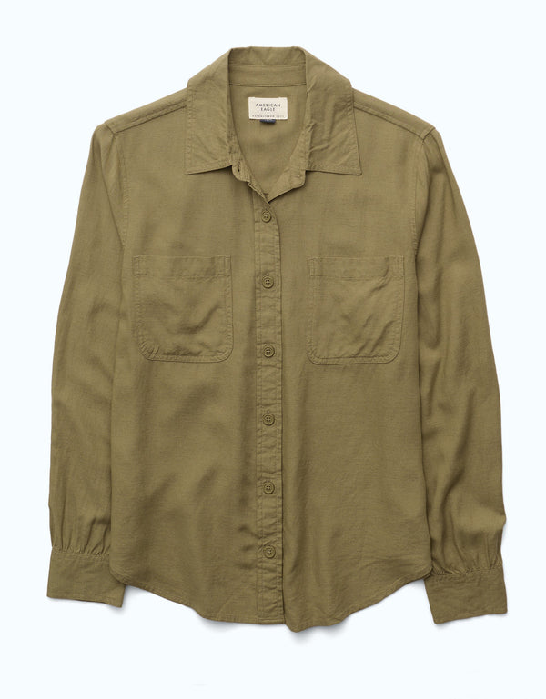Camisa de manga larga con botones AE Bestie - Dorado