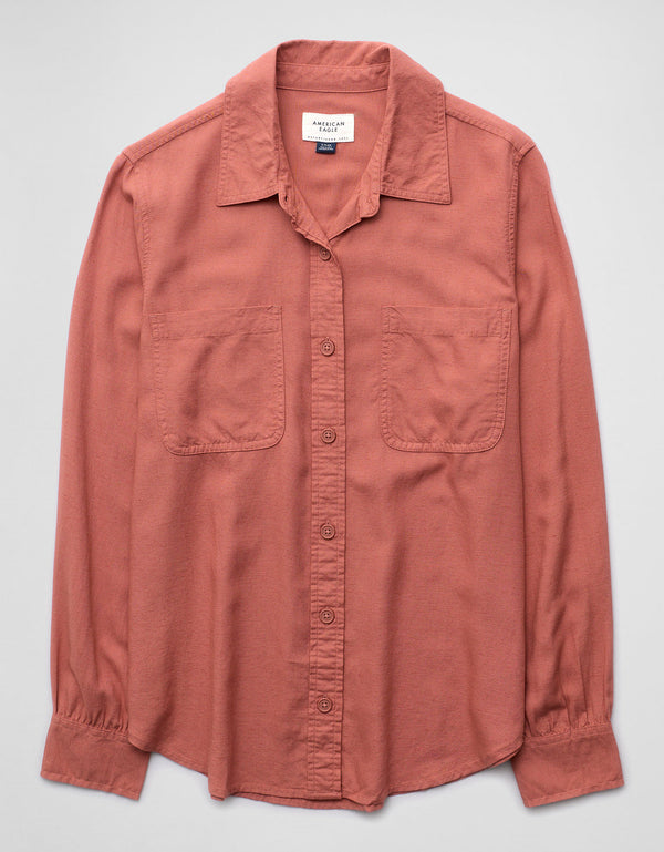 Camisa de manga larga con botones AE Bestie - Rosa