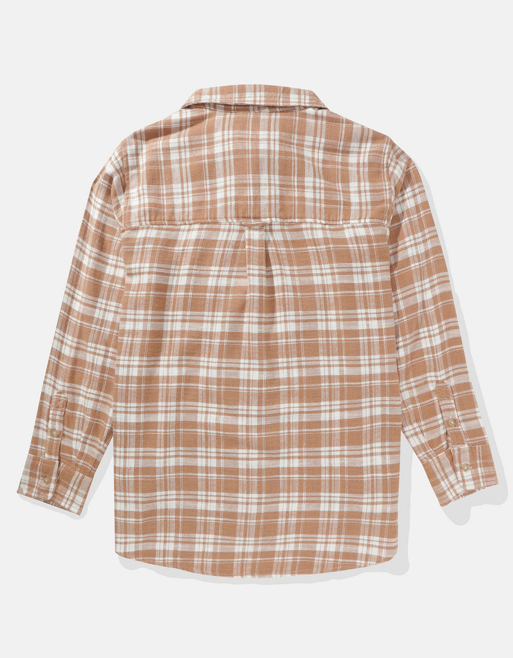 Camisa AE manga larga oversized de cuadros con botones - Café 0355_5333_200_b