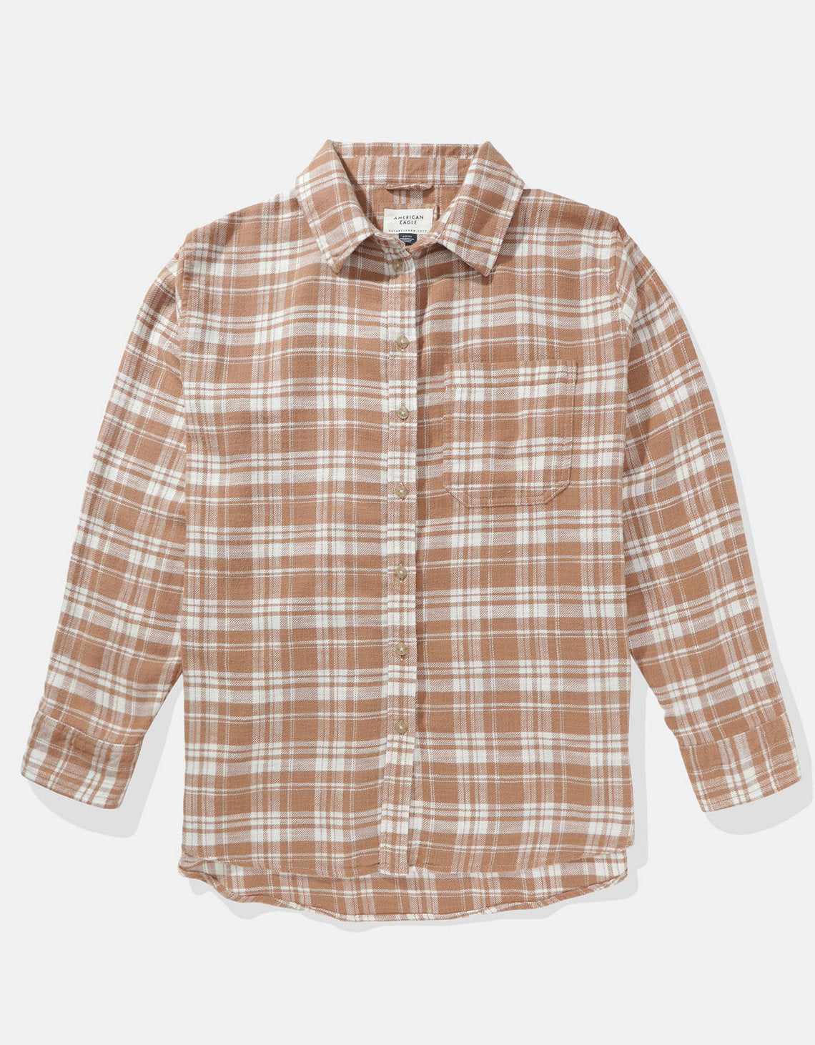 Camisa AE manga larga oversized de cuadros con botones - Café 0355_5333_200_f