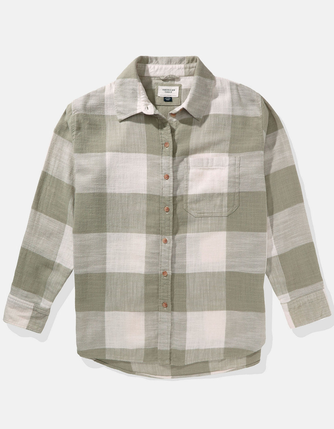 Camisa AE manga larga oversized de cuadros con botones - Verde 0355_5333_300_f