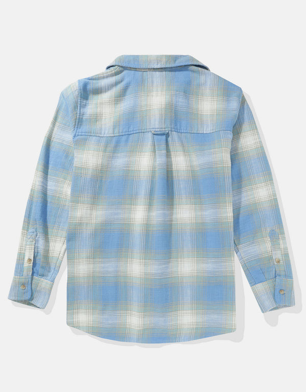 Camisa AE manga larga oversized de cuadros con botones - Azul