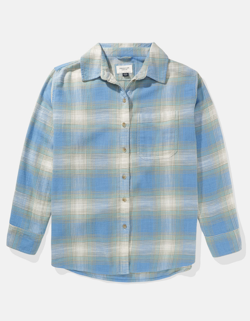 Camisa AE manga larga oversized de cuadros con botones - Azul 0355_5333_400_f