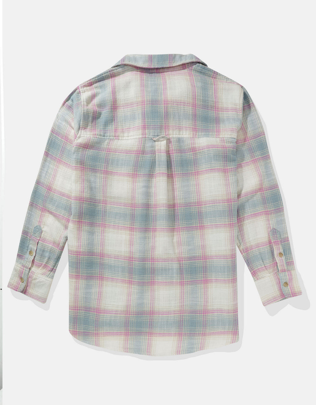 Camisa AE manga larga oversized de cuadros con botones - Rosa 0355_5333_615_b