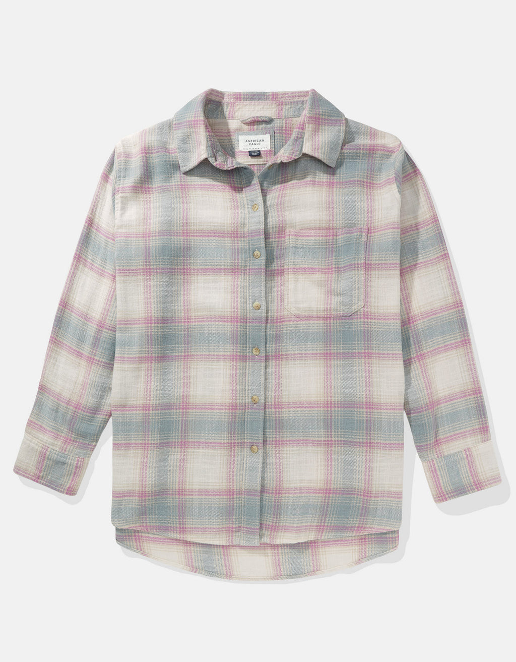 Camisa AE manga larga oversized de cuadros con botones - Rosa 0355_5333_615_f