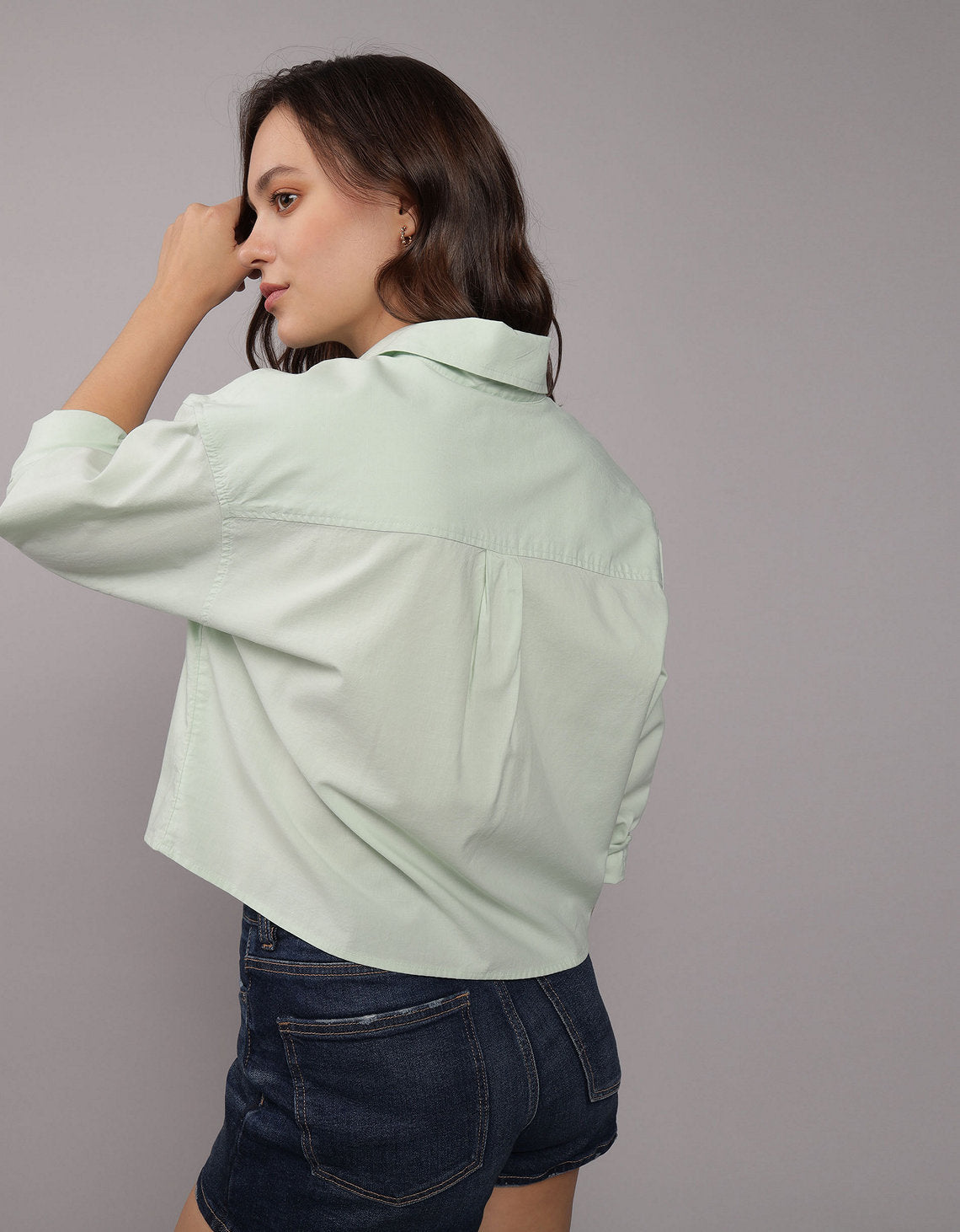 Camisa Ae con botones - Verde 0355_5396_300_ob