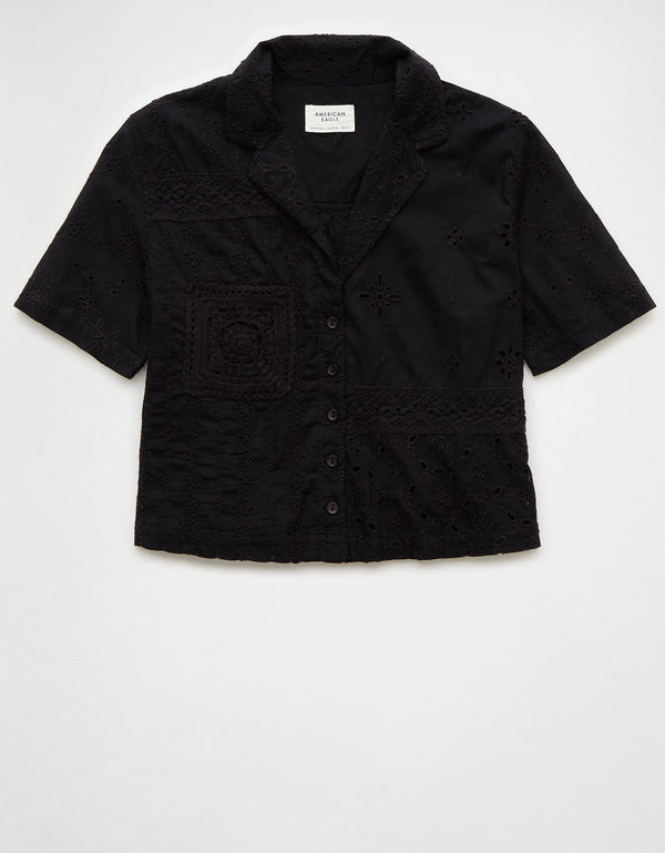 Camisa manga corta Ae con botones - Negro