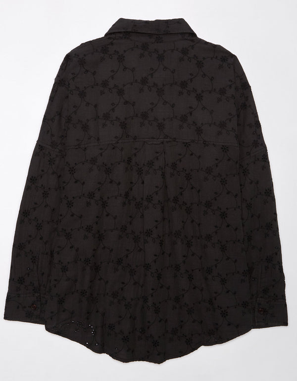 Camisa manga Larga Ae con botones - Negro