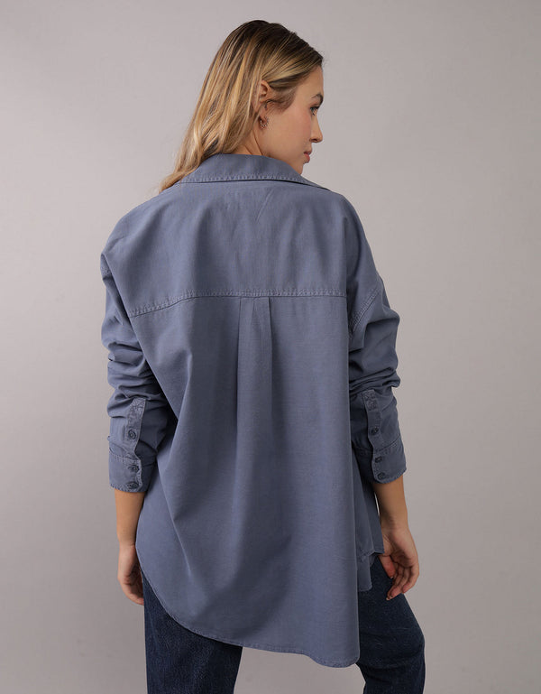 Camisa AE con botones manga larga de Mujer - Azul