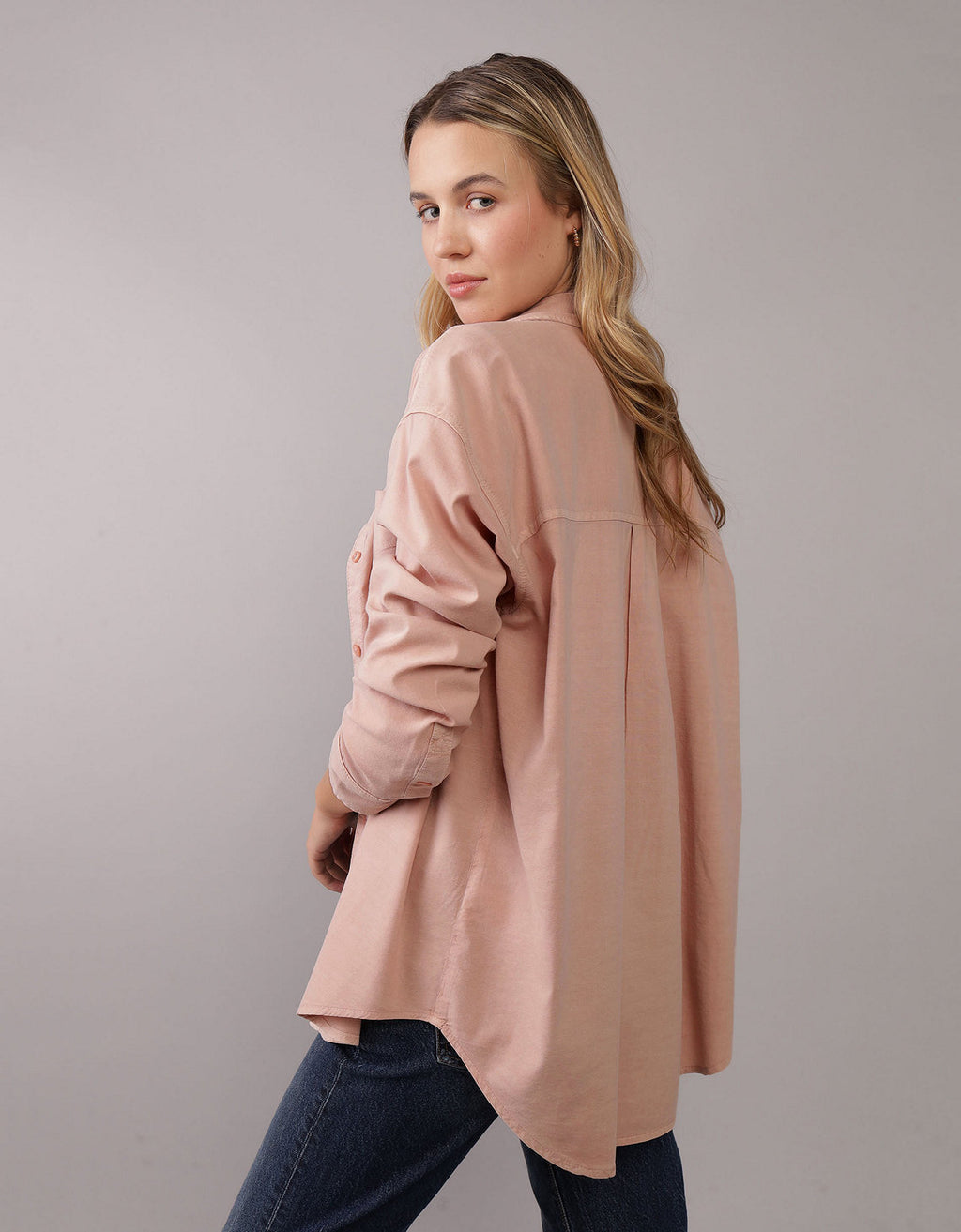Camisa AE con botones manga larga de Mujer - Rosa 0355_5556_615_ob