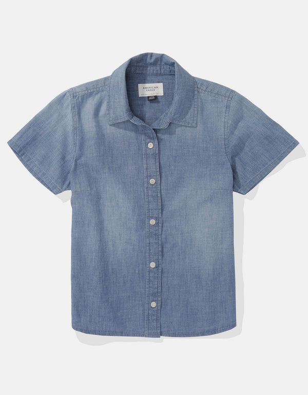 Camisa Denim manga corta Ae con botones - Generico