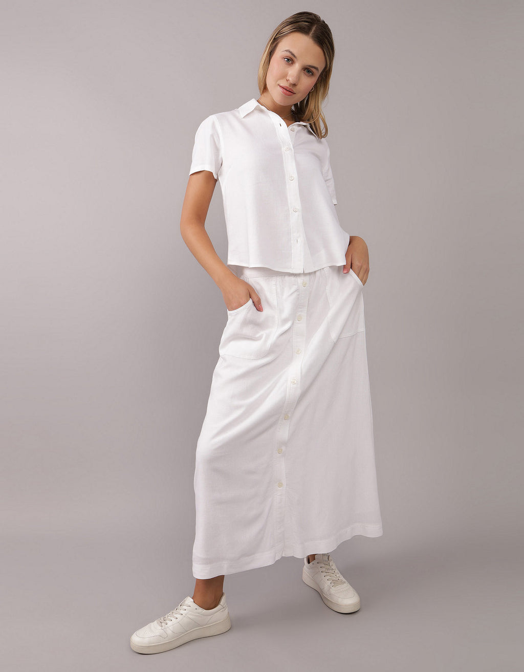 Camisa Manga Corta con botones Mujer Aerie - Blanco 0355_5712_100_of