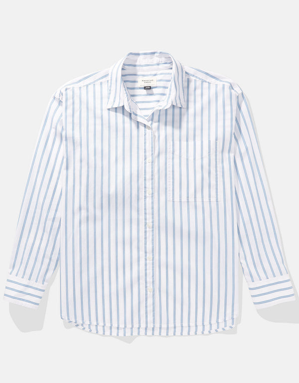 Camisa AE manga larga con bolsillo para mujer - Azul