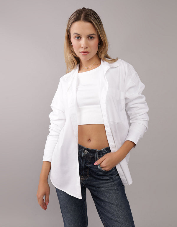 Camisa AE en Oxford manga larga de Mujer - Blanco